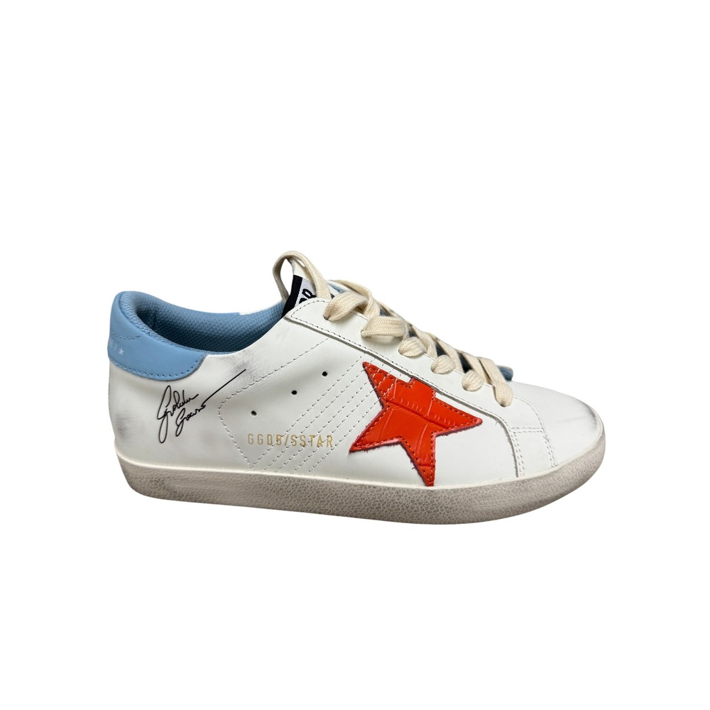 Golden Goose Super-Star White Leather Orange Star Sneakers GWF00129 EU 37